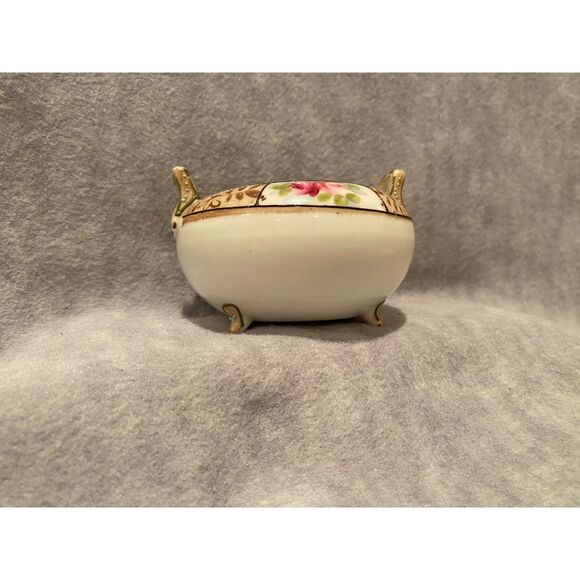 Nippon Footed Sugar Condiment Bowl Hand Painted Rose Pattern No Lid Japan - Picture 5 of 9